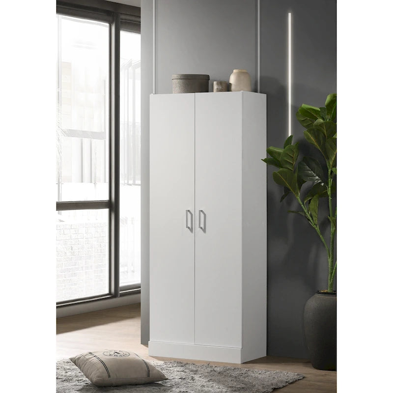 Meuble de rangement haut de 60 pouces à deux portes avec 3 étagères réglables - blanc