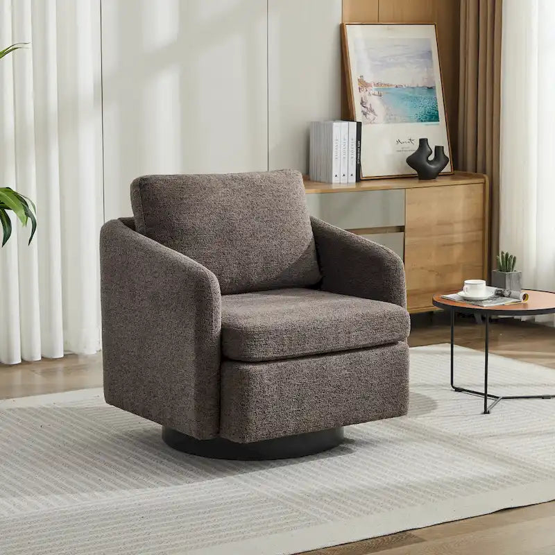 Poltrona girevole d'accento in ciniglia dal design moderno ed elegante e con imbottitura soffice - 31.5W