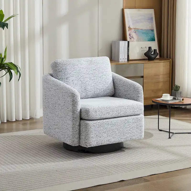 Poltrona girevole d'accento in ciniglia dal design moderno ed elegante e con imbottitura soffice - 31.5W