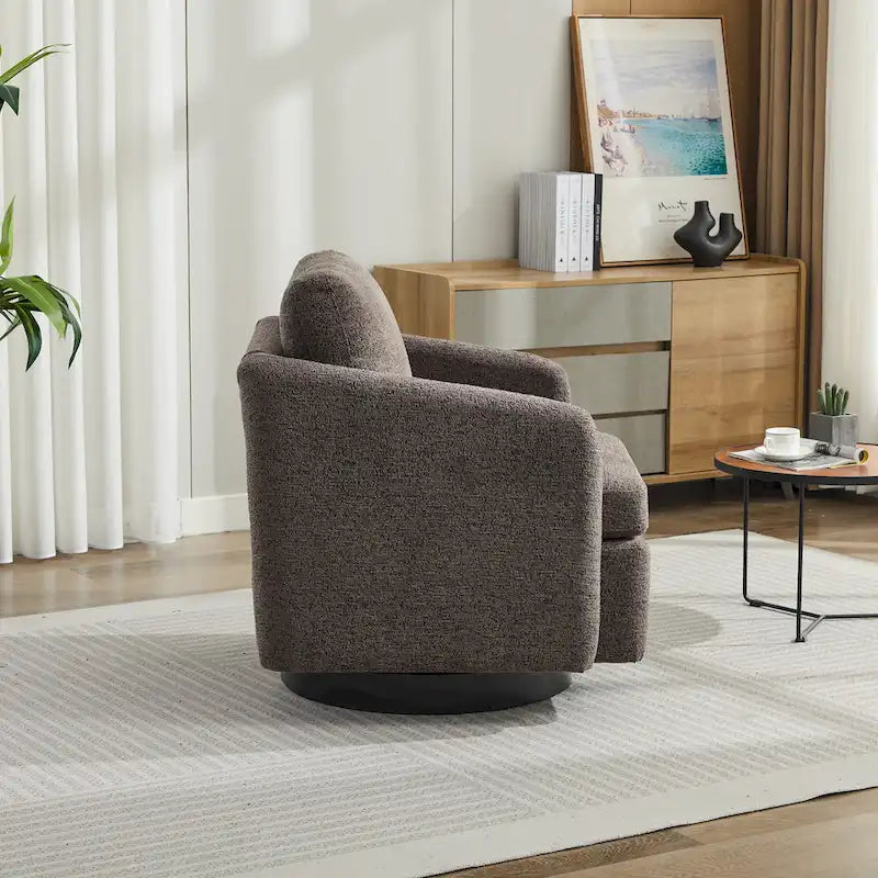 Poltrona girevole d'accento in ciniglia dal design moderno ed elegante e con imbottitura soffice - 31.5W