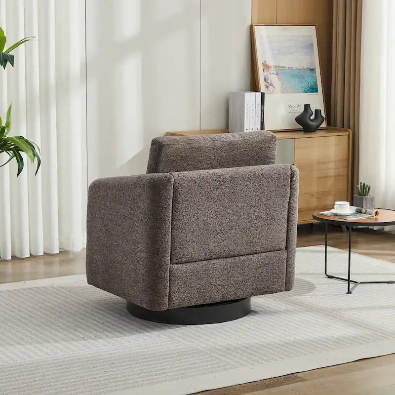 Poltrona girevole d'accento in ciniglia dal design moderno ed elegante e con imbottitura soffice - 31.5W