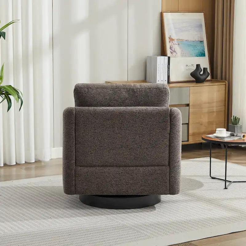 Poltrona girevole d'accento in ciniglia dal design moderno ed elegante e con imbottitura soffice - 31.5W