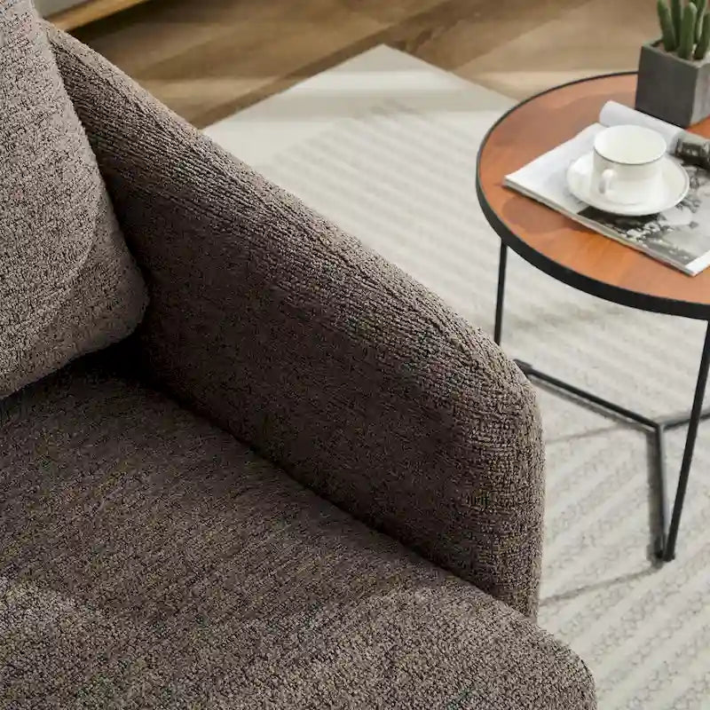 Poltrona girevole d'accento in ciniglia dal design moderno ed elegante e con imbottitura soffice - 31.5W