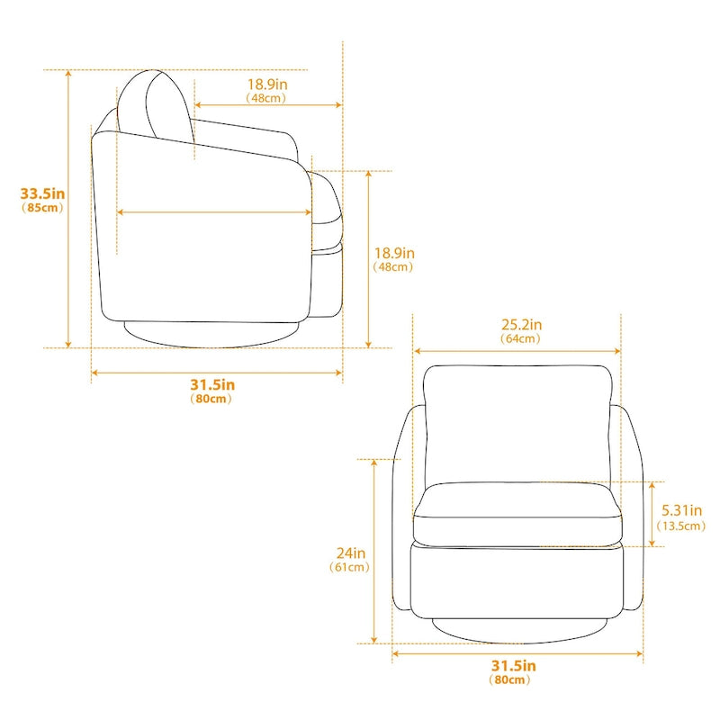 Poltrona girevole d'accento in ciniglia dal design moderno ed elegante e con imbottitura soffice - 31.5W