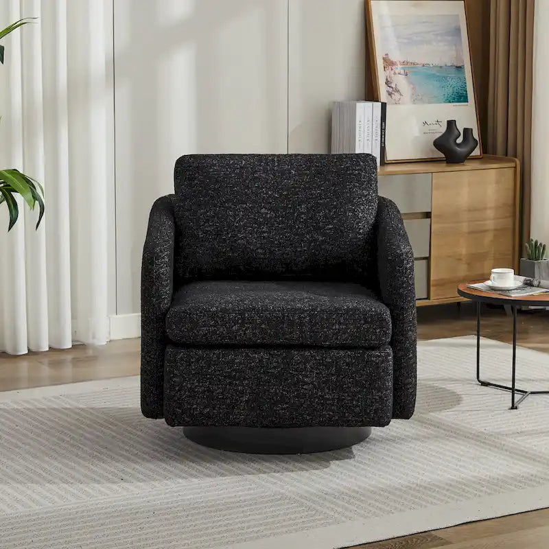 Poltrona girevole d'accento in ciniglia dal design moderno ed elegante e con imbottitura soffice - 31.5W