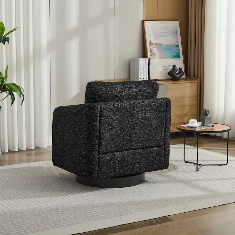 Poltrona girevole d'accento in ciniglia dal design moderno ed elegante e con imbottitura soffice - 31.5W