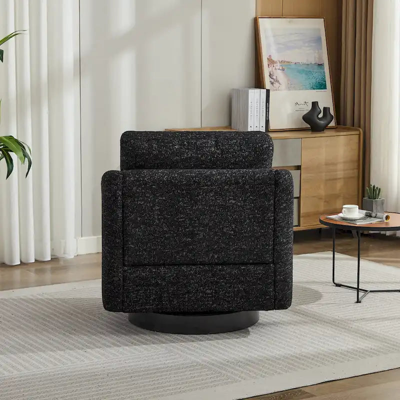 Poltrona girevole d'accento in ciniglia dal design moderno ed elegante e con imbottitura soffice - 31.5W