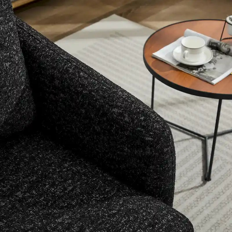 Poltrona girevole d'accento in ciniglia dal design moderno ed elegante e con imbottitura soffice - 31.5W
