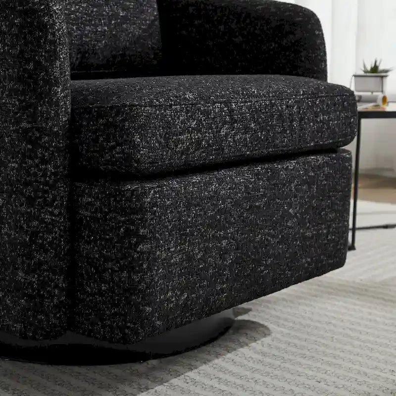 Poltrona girevole d'accento in ciniglia dal design moderno ed elegante e con imbottitura soffice - 31.5W