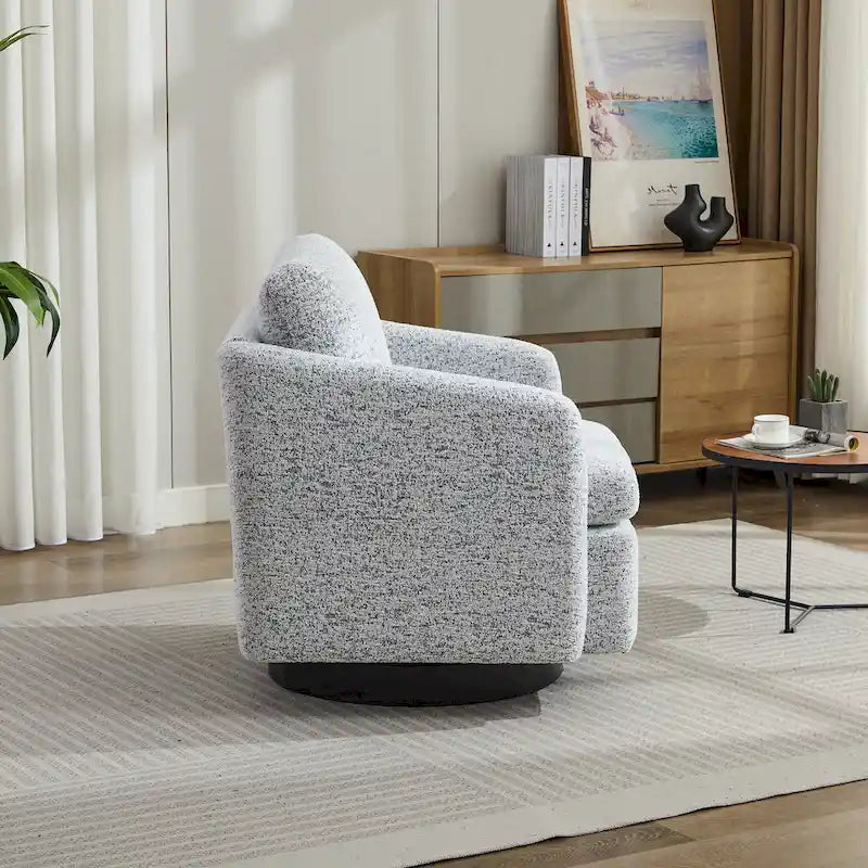 Poltrona girevole d'accento in ciniglia dal design moderno ed elegante e con imbottitura soffice - 31.5W