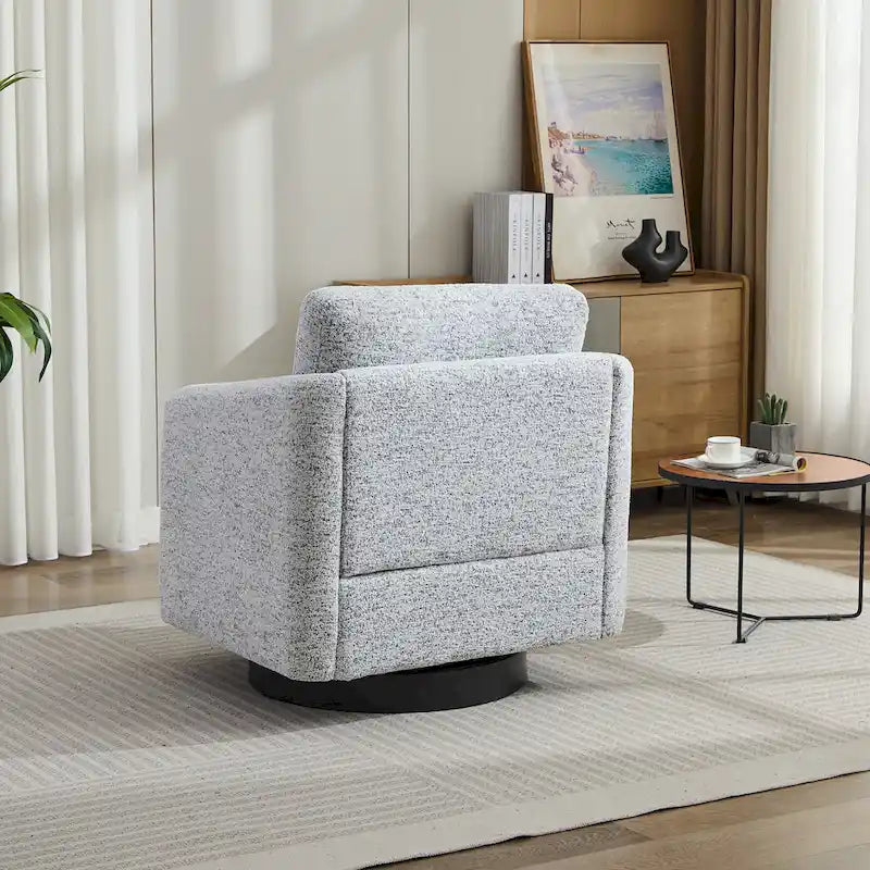 Poltrona girevole d'accento in ciniglia dal design moderno ed elegante e con imbottitura soffice - 31.5W