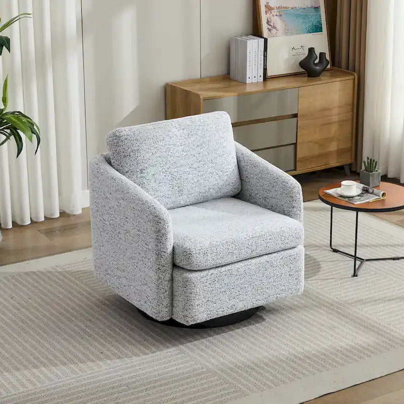 Poltrona girevole d'accento in ciniglia dal design moderno ed elegante e con imbottitura soffice - 31.5W