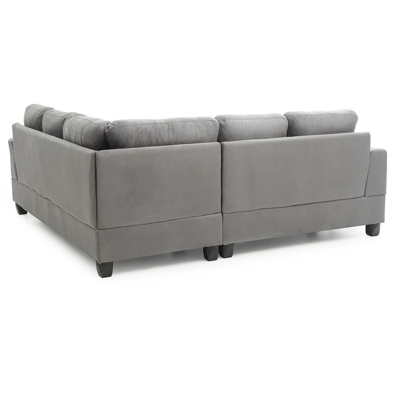Divano componibile ad angolo retto in microsuede trapuntato - 80 - Grigio