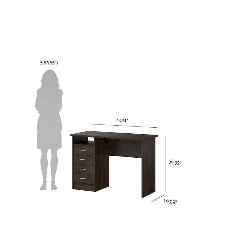 Scrivania da ufficio domestico a 4 cassetti con ripiano aperto - design scandinavo