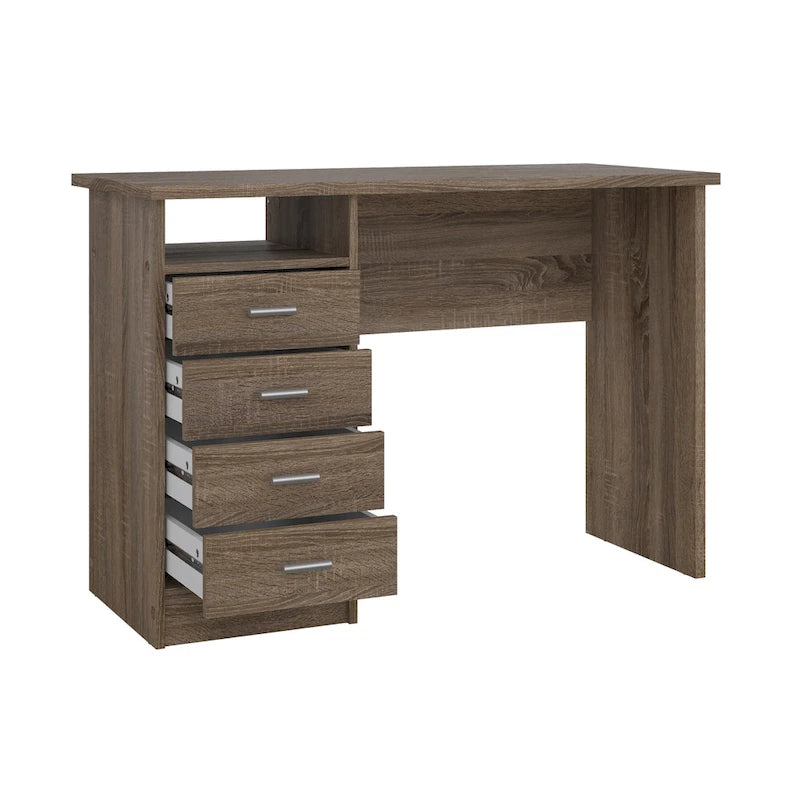 Scrivania da ufficio domestico a 4 cassetti con ripiano aperto - design scandinavo