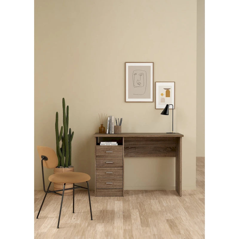 Scrivania da ufficio domestico a 4 cassetti con ripiano aperto - design scandinavo