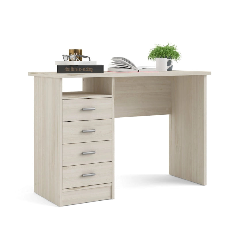 Scrivania da ufficio domestico a 4 cassetti con ripiano aperto - design scandinavo