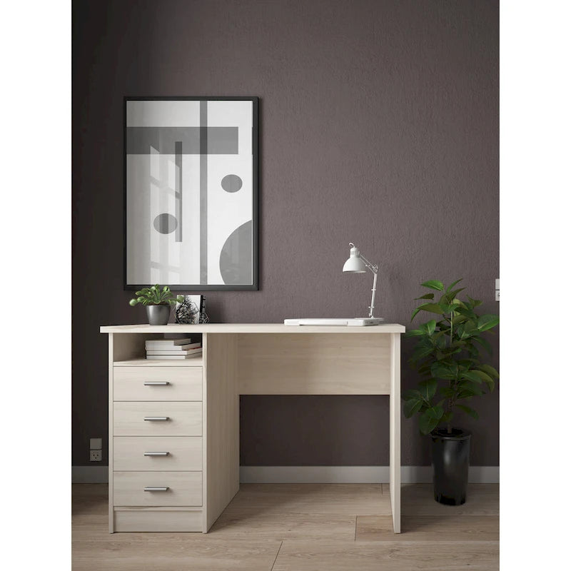 Scrivania da ufficio domestico a 4 cassetti con ripiano aperto - design scandinavo
