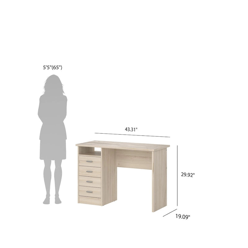 Scrivania da ufficio domestico a 4 cassetti con ripiano aperto - design scandinavo