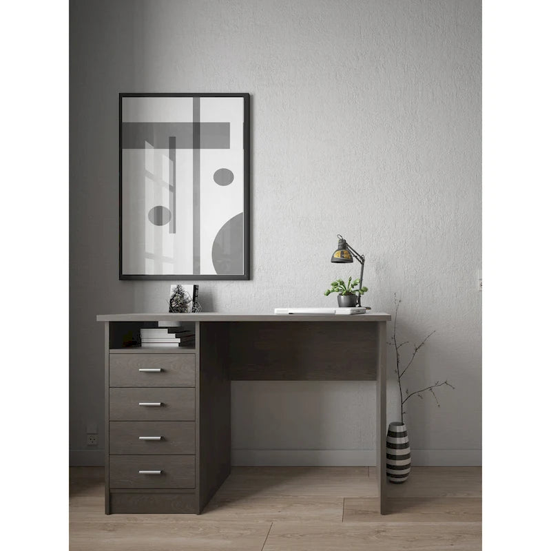 Scrivania da ufficio domestico a 4 cassetti con ripiano aperto - design scandinavo