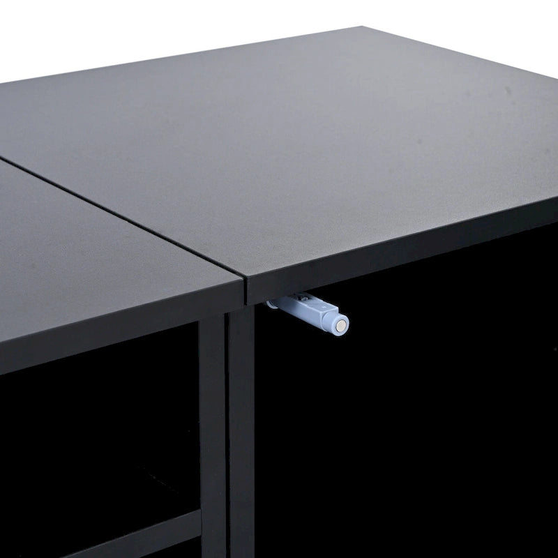 Mobile TV da 82" con ante a pressione, decorazioni in rattan e illuminazione LED