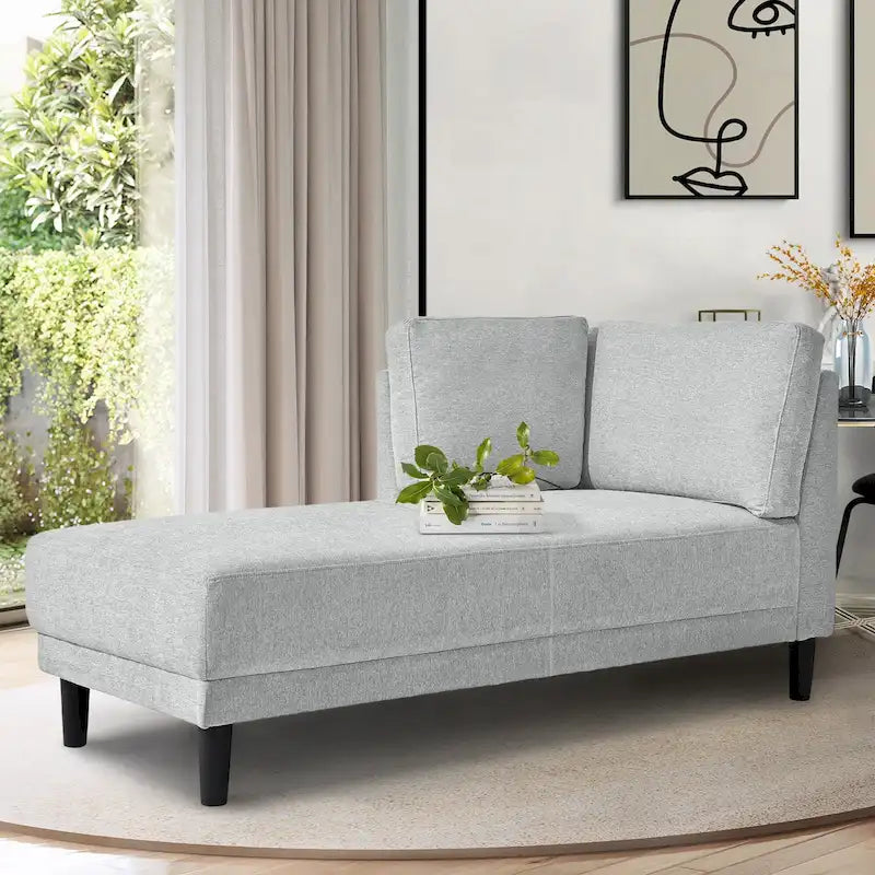 Chaise longue angolare in lino da 65"