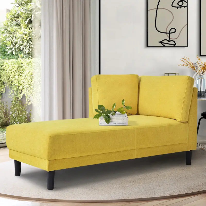 Chaise longue angolare in lino da 65"