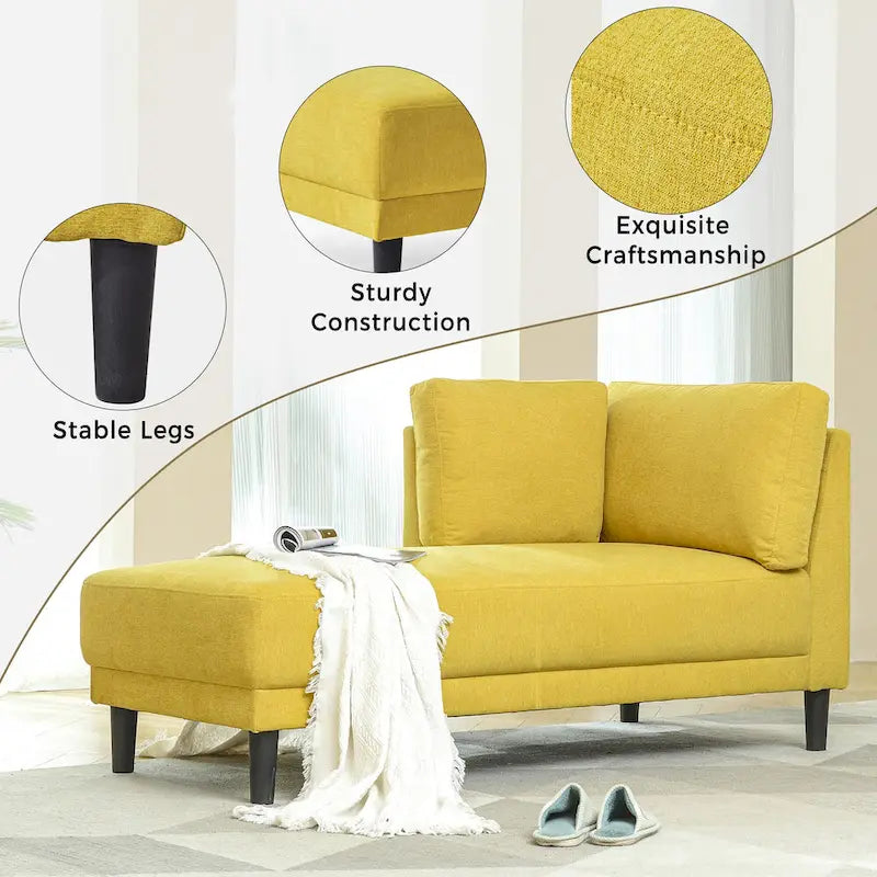 Chaise longue angolare in lino da 65"