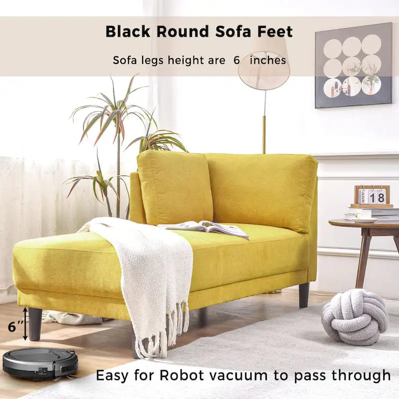 Chaise longue angolare in lino da 65"