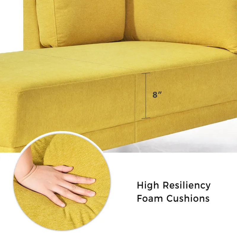 Chaise longue angolare in lino da 65"