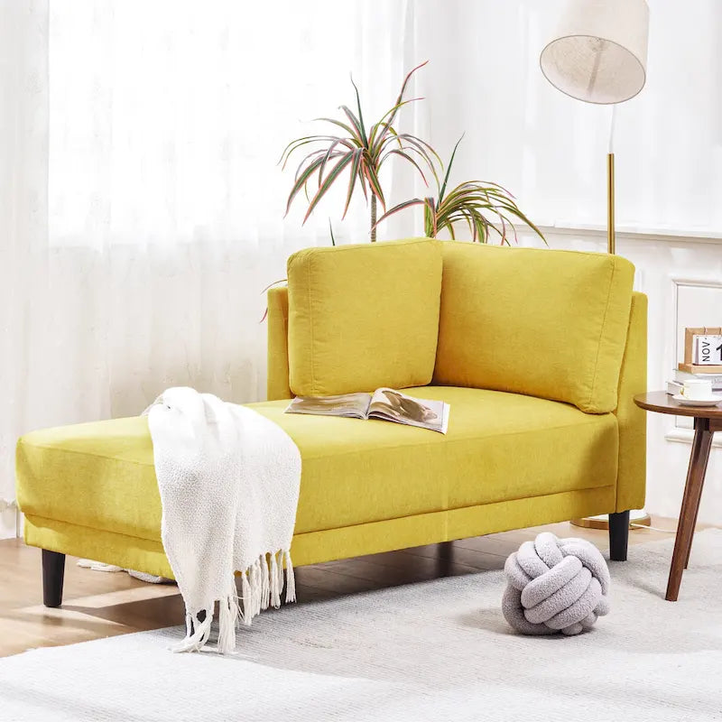 Chaise longue angolare in lino da 65"