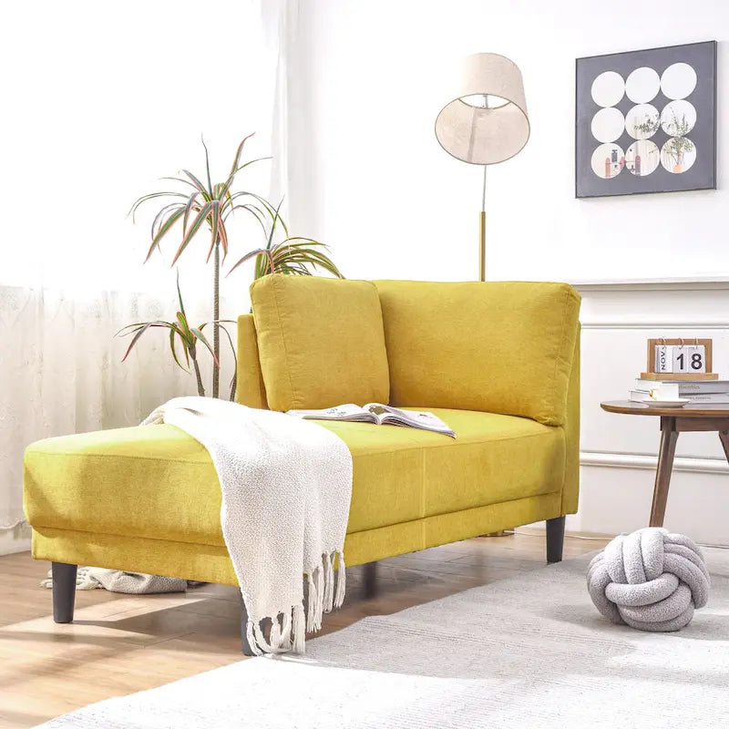 Chaise longue angolare in lino da 65"