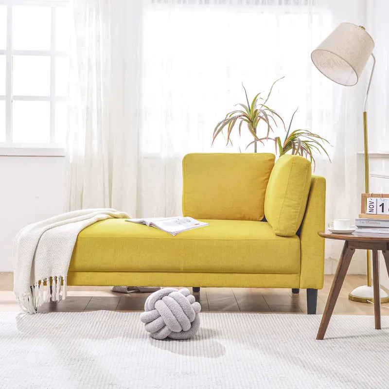 Chaise longue angolare in lino da 65"