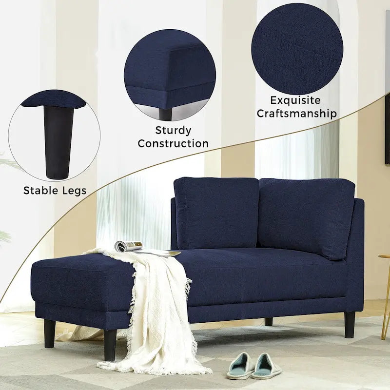 Chaise longue angolare in lino da 65"