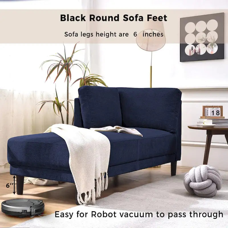 Chaise longue angolare in lino da 65"