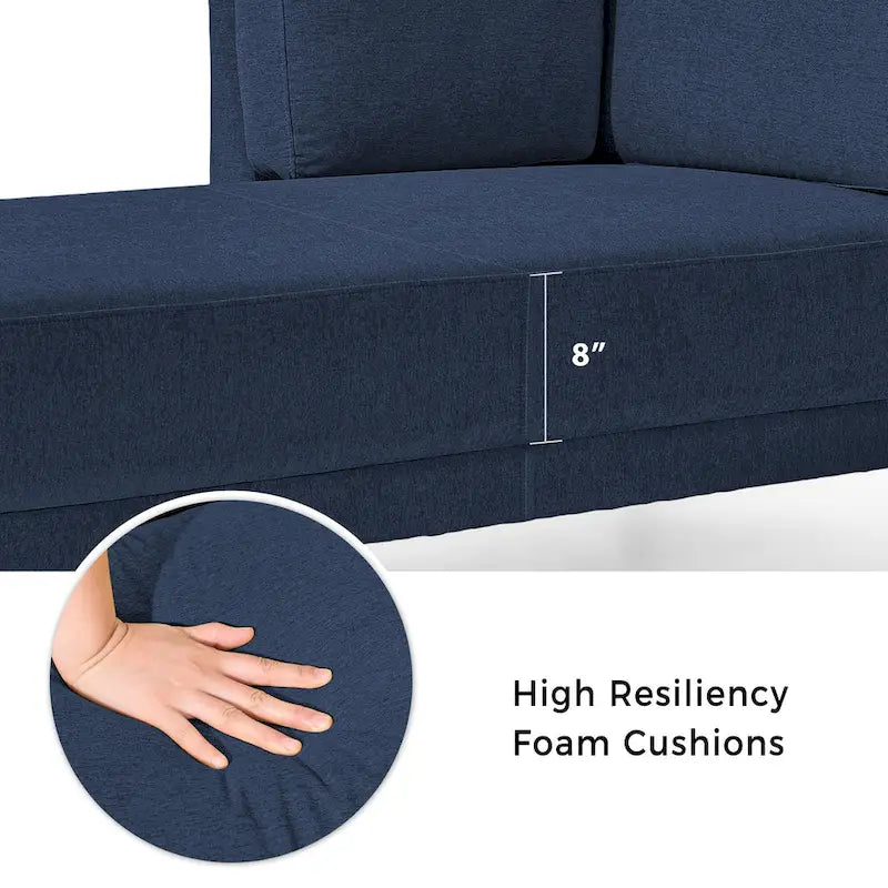 Chaise longue angolare in lino da 65"