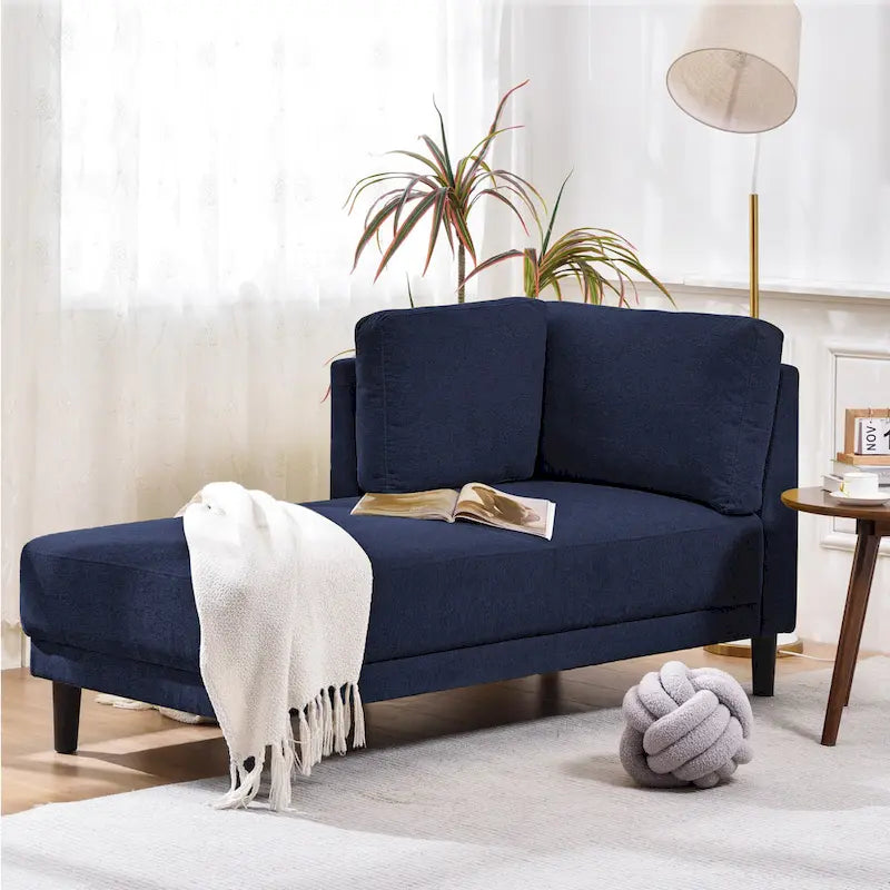 Chaise longue angolare in lino da 65"