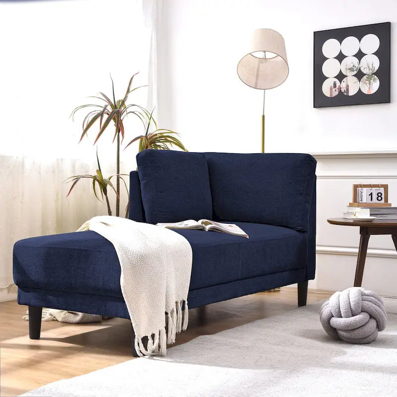 Chaise longue angolare in lino da 65"