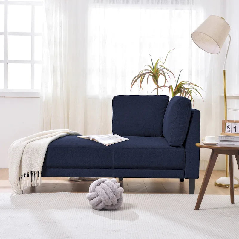 Chaise longue angolare in lino da 65"