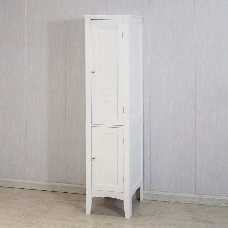 Mobile da bagno stretto indipendente a 5 ripiani con 2 ante a persiana - 15.35 x 15.35 x 63.00