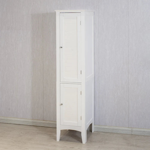Meuble de salle de bains étroit autoportant à 5 niveaux avec 2 portes à volets - 15.35 x 15.35 x 63.00