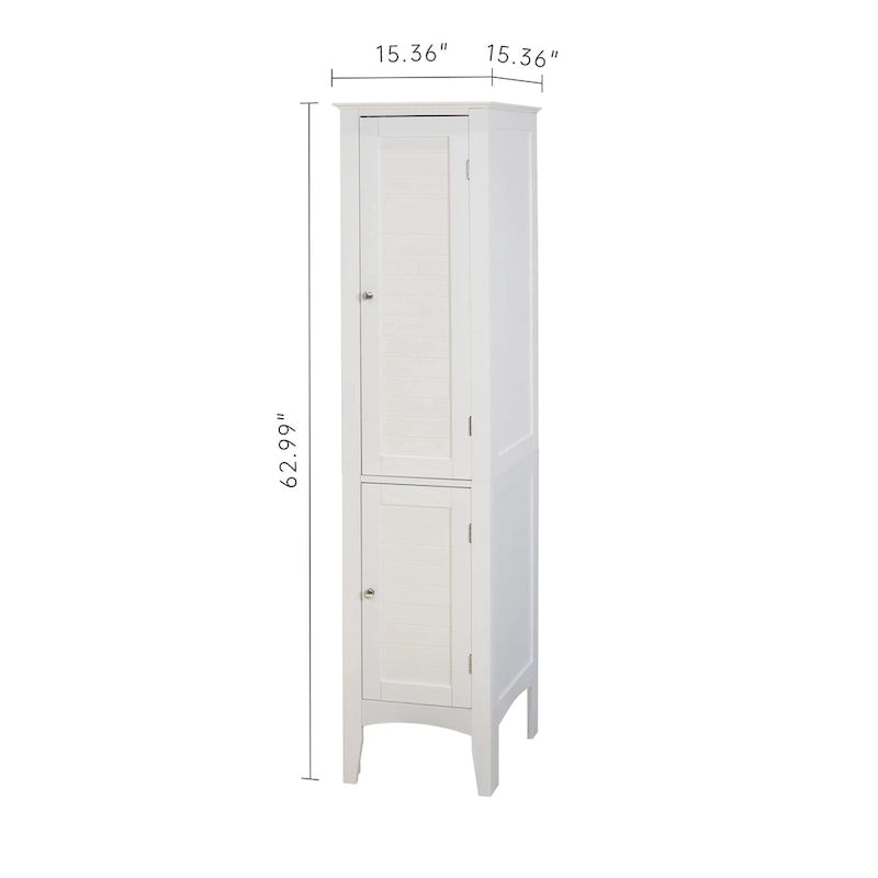 Mobile da bagno stretto indipendente a 5 ripiani con 2 ante a persiana - 15.35 x 15.35 x 63.00