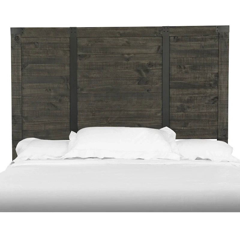 Testiera per letto matrimoniale Queen con pannello in grigio antracite effetto invecchiato