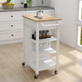 Carrello isola da cucina con cassetto, mobiletto e piano in legno di gomma