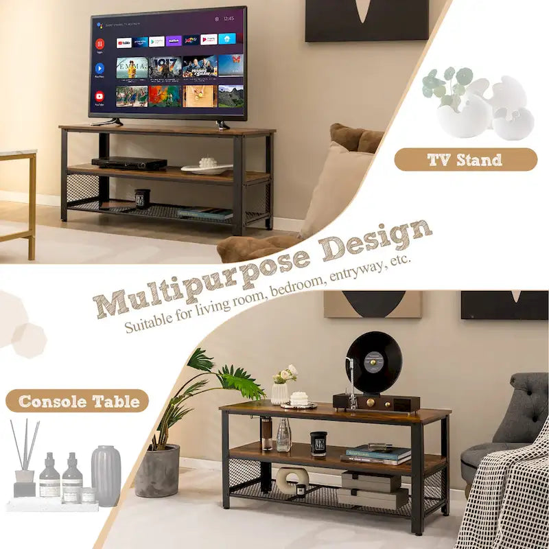 Mobile TV in legno fino a 50" con ripiani aperti a 3 livelli