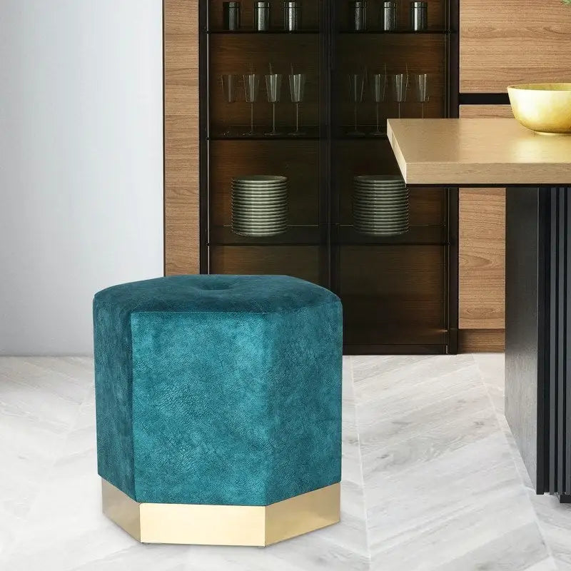 Pouf esagonale imbottito, sgabello da toeletta e poggiapiedi
