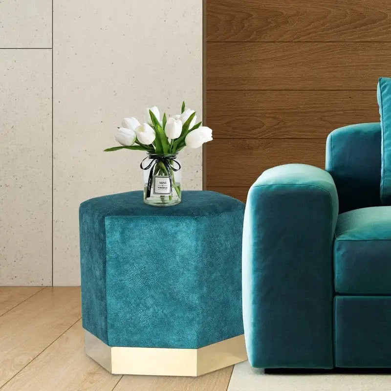 Pouf esagonale imbottito, sgabello da toeletta e poggiapiedi