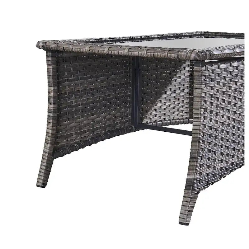 Outdoor PE Rattan Coffee Table with Tempered Glass Top