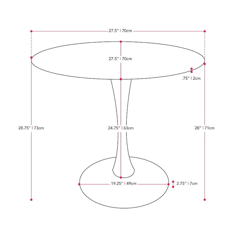 Tavolo da bistrot rotondo da 28" con base a piedistallo