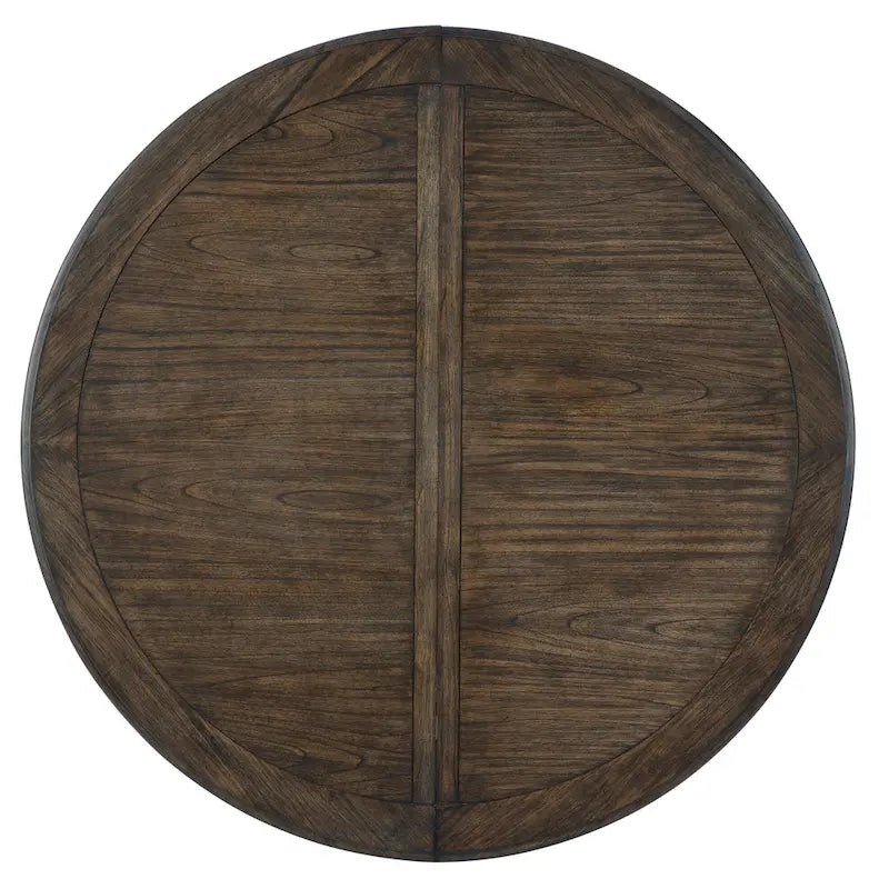 Table ronde de salle à manger extensible en bois marron foncé